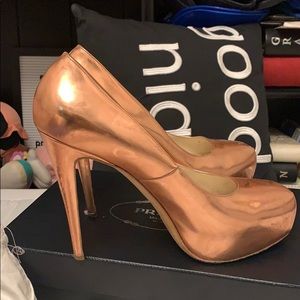 Brian Atwood Rose Gold Maniac Heels